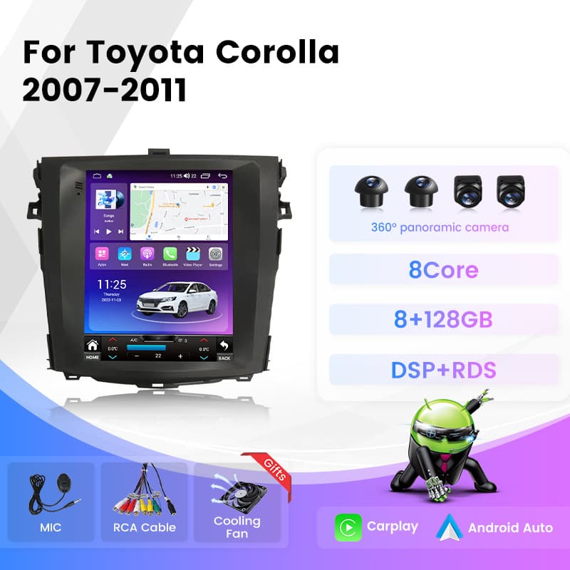 Applicable to Toyota Corolla 2007-2011 car multimedia reversing image Android Bluetooth GPS navigation screen 3
