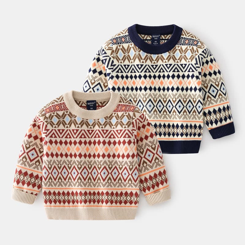 (Wholesale), demi-season children's woolen sweater for boys, Korean style, increased thickness