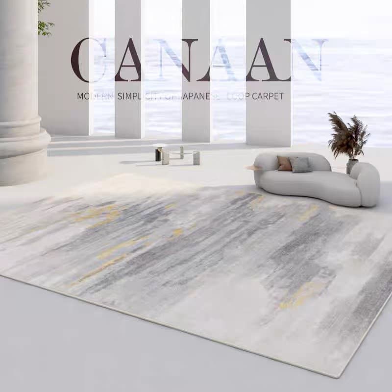 Modern carpet made of faux fur for living room, increased thickness, simple and elegant design, washable 4
