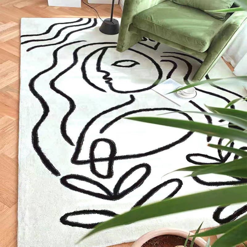 Modern carpet made of faux fur for living room, increased thickness, simple and elegant design, washable 1