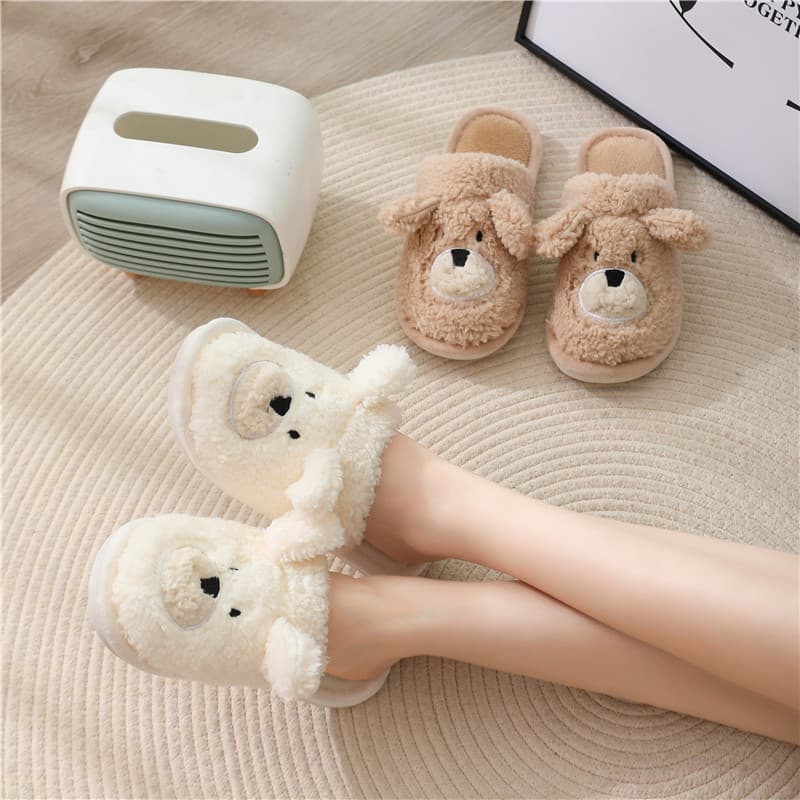 Cute cartoon keep warm home winter women's slippers, with little bears, for beloved 4