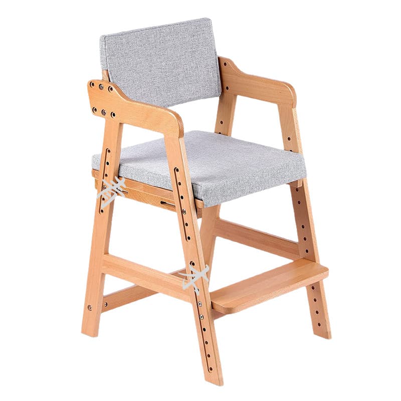 Children's teaching chair for home use from natural wood, universal highchair 5