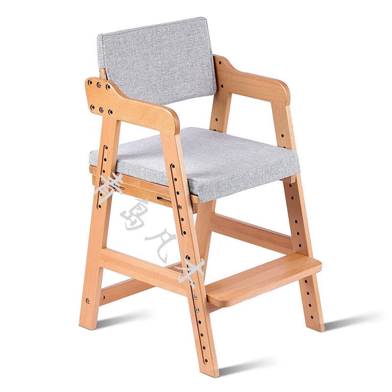 Children's teaching chair for home use from natural wood, universal highchair 1