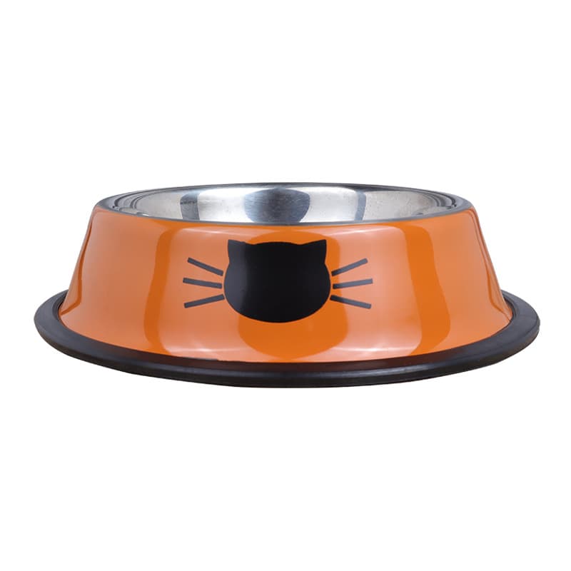 Stainless steel pet bowl cat face printing color steel bowl anti -slip anti -overturned stainless steel dog dog food bowl pet bowl 5