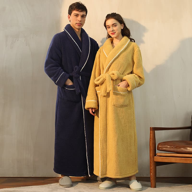 Men's demi-season velvet winter bathrobe, long pijama, plus size, for beloved