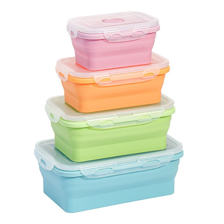 Amazon silicone lunch box folding lunch box office worker lunch box microwave furnace bento bento refrigerator sealing fresh box 5