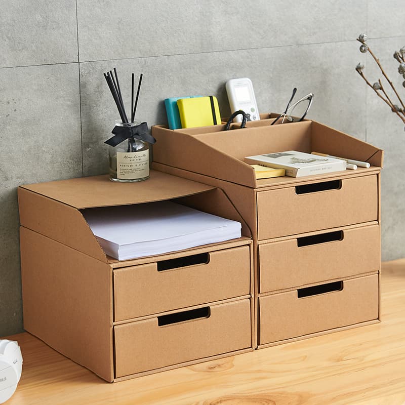 Drawer -style storage box Simple leather paper box office desk bedroom dormitory storage multi -layer dustproof storage 3