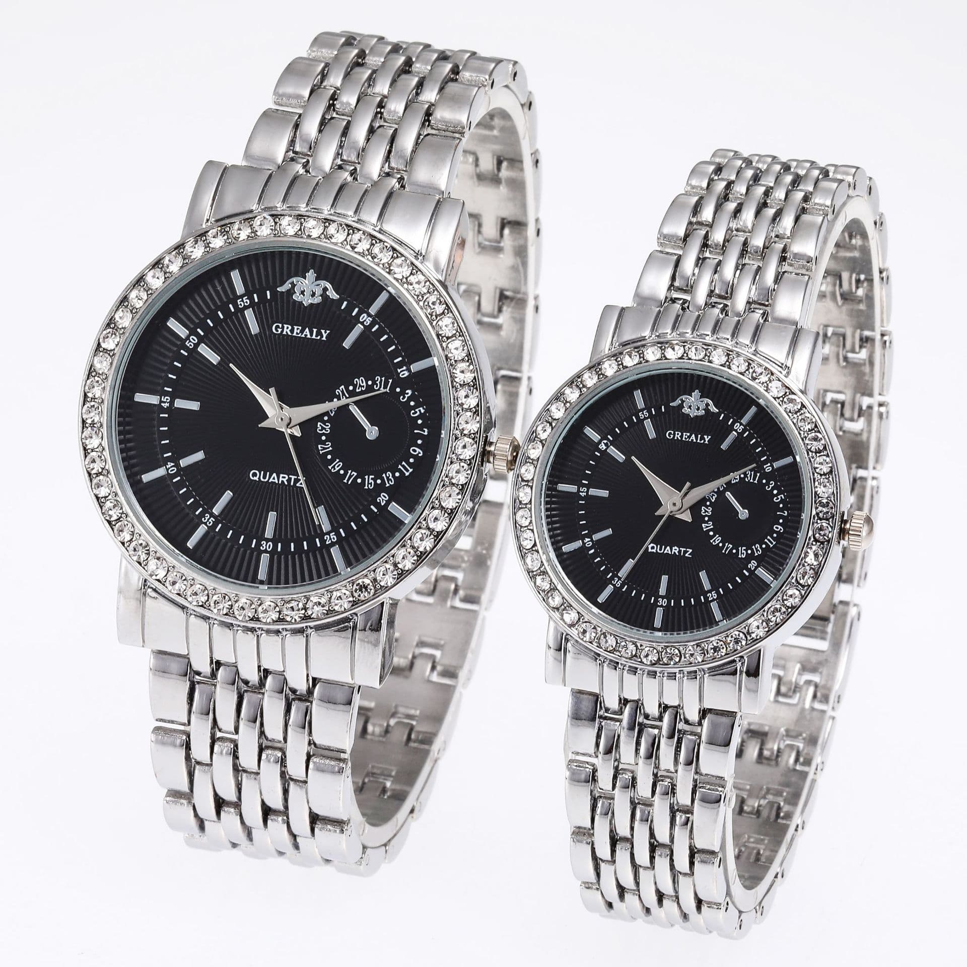 Calendar, men's watch for leisure, quartz golden set, for beloved 2