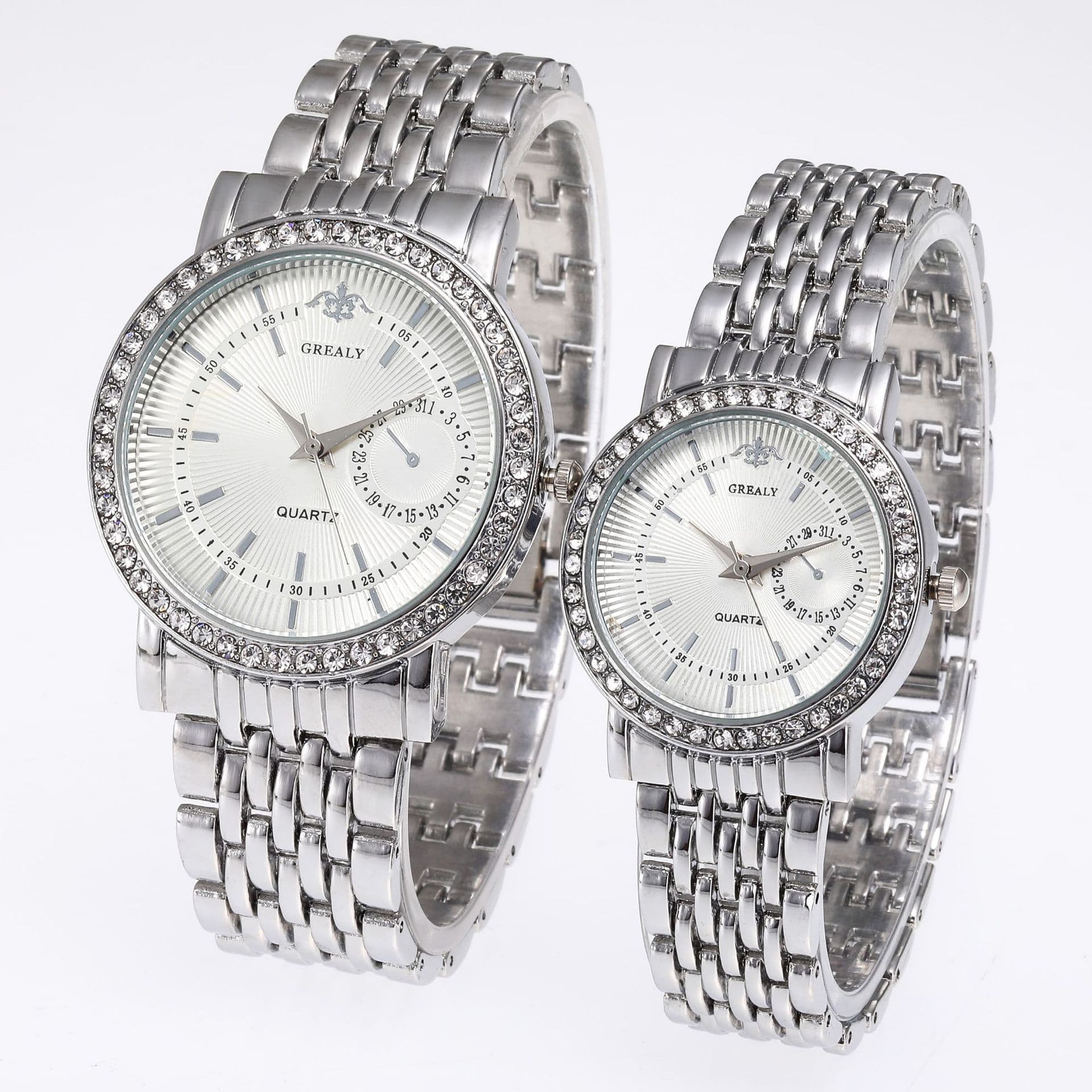 Calendar, men's watch for leisure, quartz golden set, for beloved 3