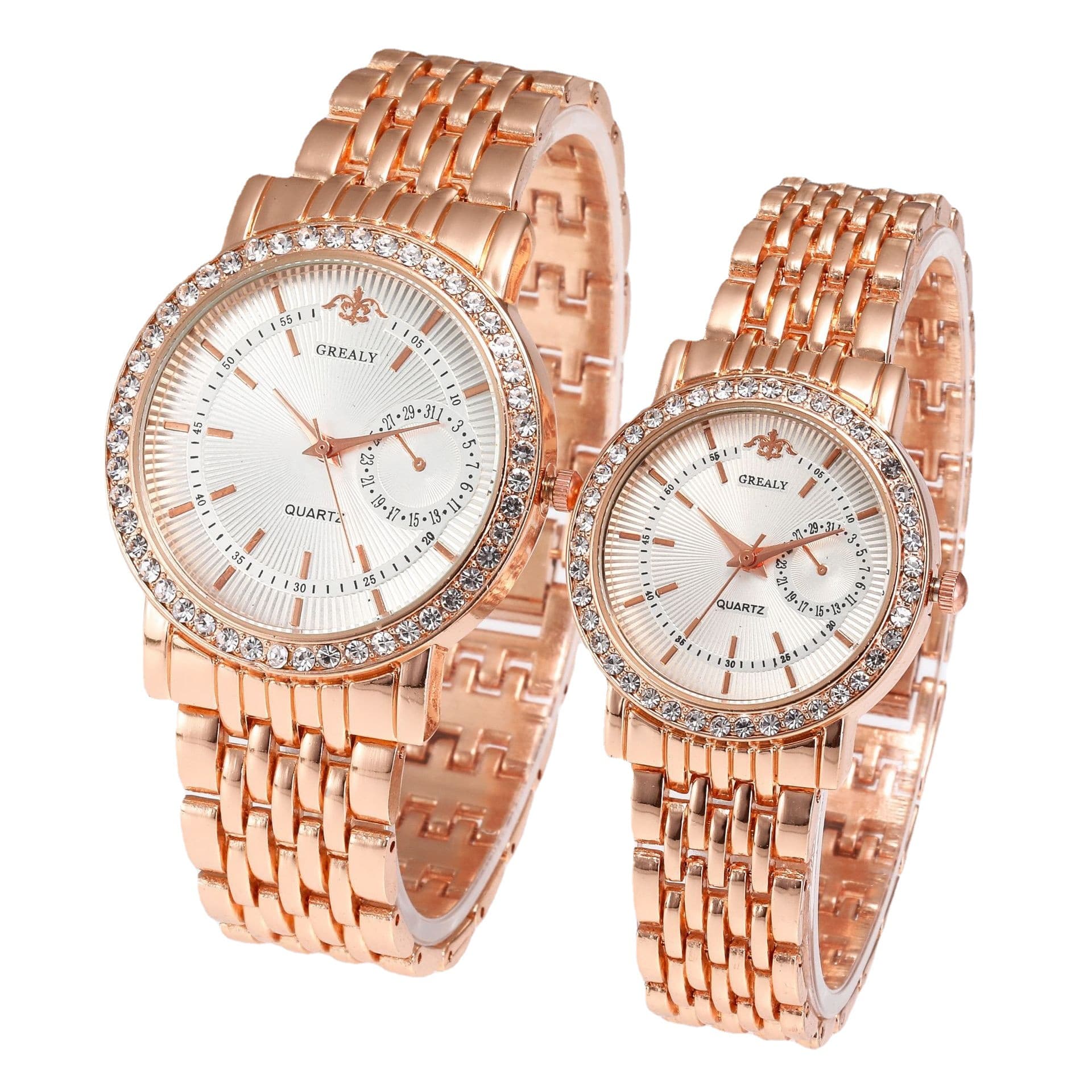 Calendar, men's watch for leisure, quartz golden set, for beloved 5