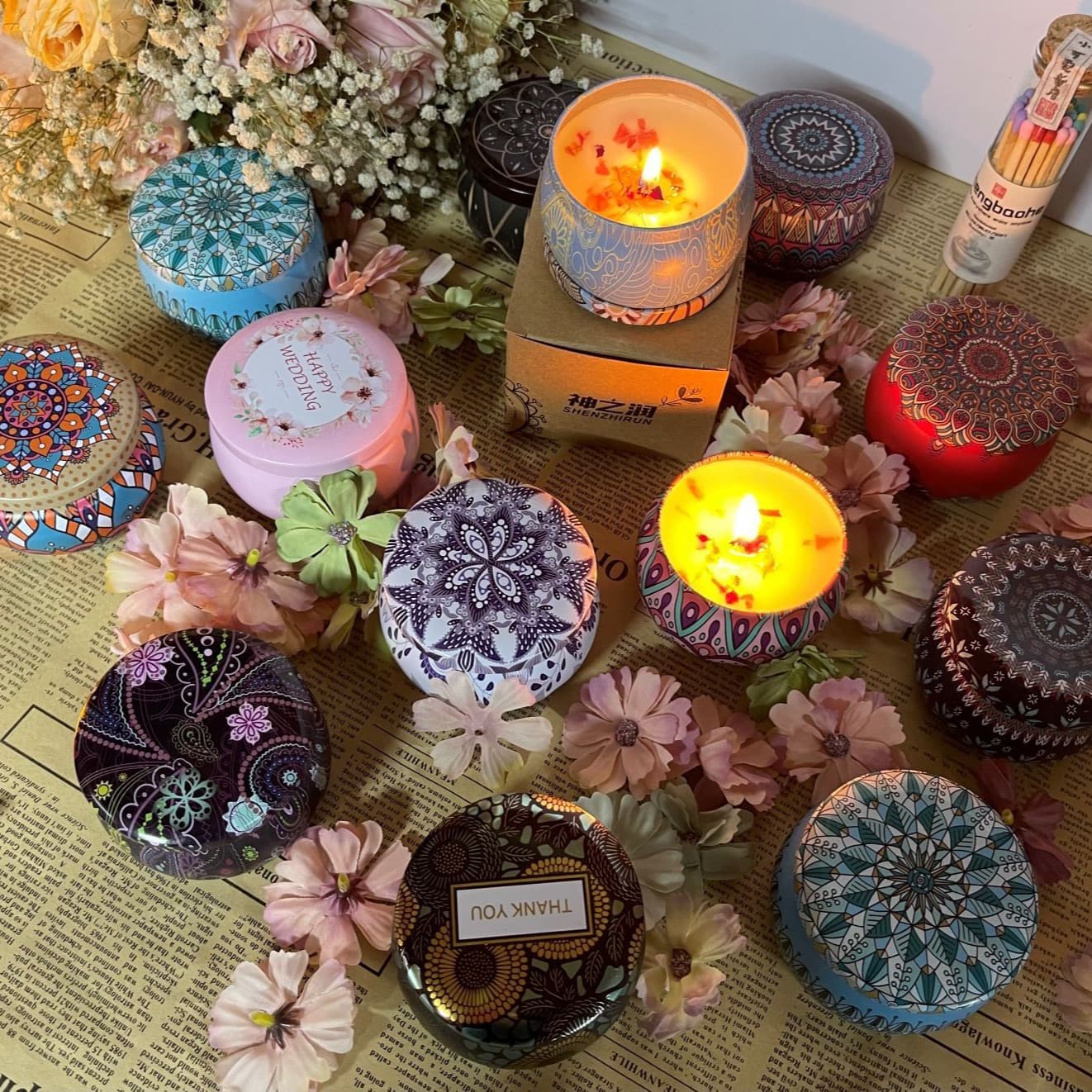 4.4oz 7x5cm soy wax dried flower scented candle wedding souvenir flower scented candle gift 2