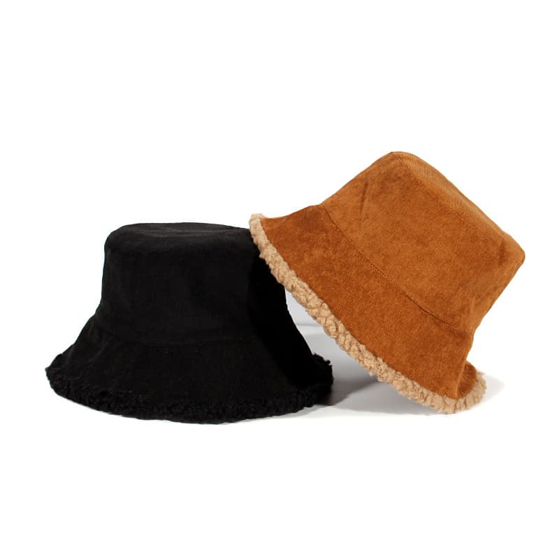 Demi-season corduroy keep warm double-sided velvet hat, increased thickness 2