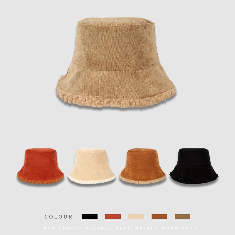 Demi-season corduroy keep warm double-sided velvet hat, increased thickness 3