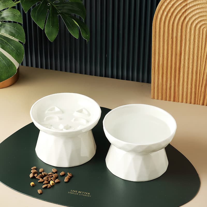 Pet supplies Ceramic high-foot slow-food bowl protection spine water bowl cat bowl food bowl cat food bowl ceramic bowl cat 4