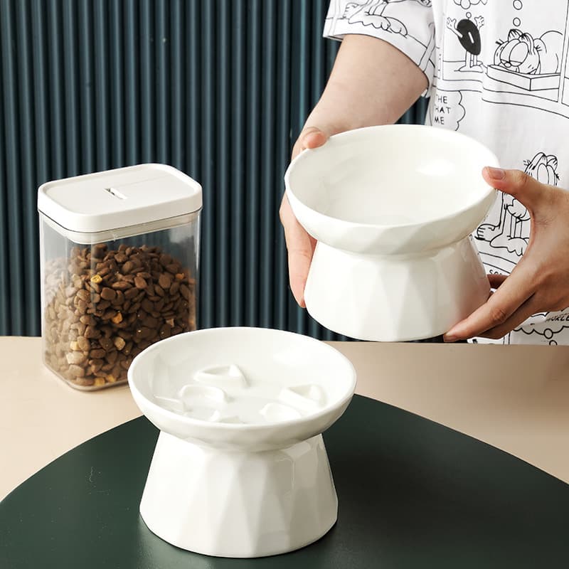 Pet supplies Ceramic high-foot slow-food bowl protection spine water bowl cat bowl food bowl cat food bowl ceramic bowl cat 1