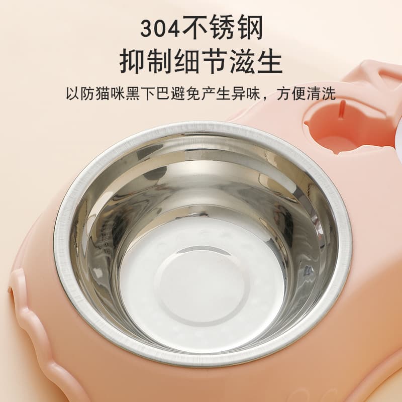 Pet automatic drinking water feeding double bowl cat food bowl non-slip stainless steel dog food bowl pet food bowl cat bowl wholesale 3