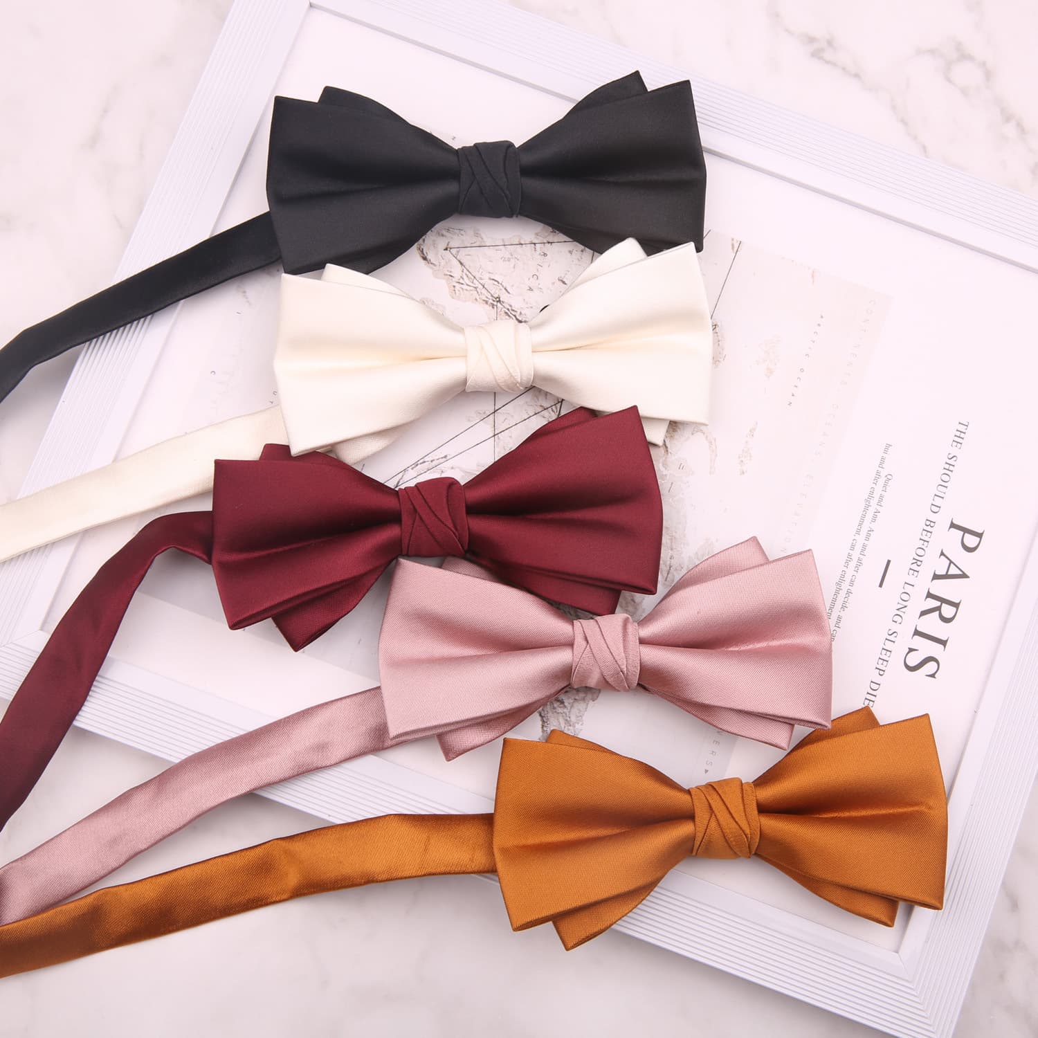 Black white fuchsia bow tie with bow, polyester, Korean style