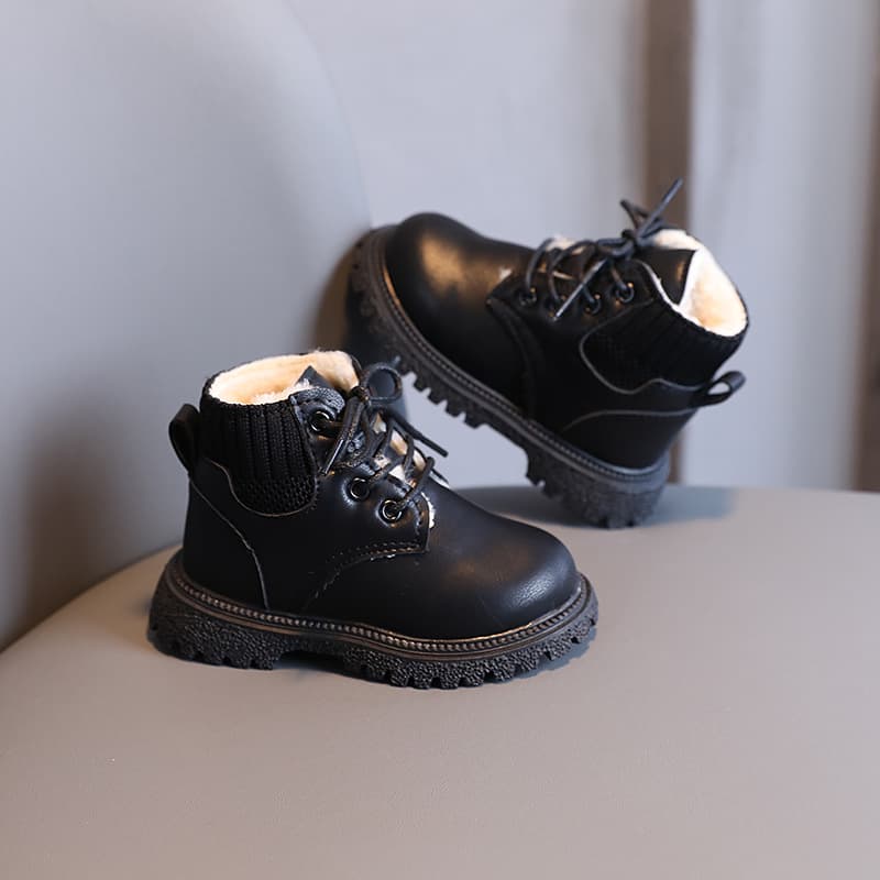 Martens, children's winter solid color insulated fashionable low boots for boys, 2021 collection, soft sole 2