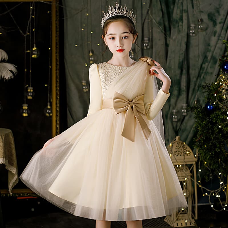 Children's evening dress, skirt, long-sleeve, suit, wedding dress, small princess costume, piano performance costume 2