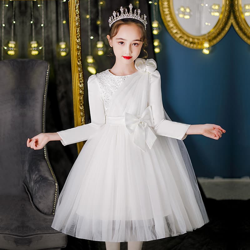 Children's evening dress, skirt, long-sleeve, suit, wedding dress, small princess costume, piano performance costume 3