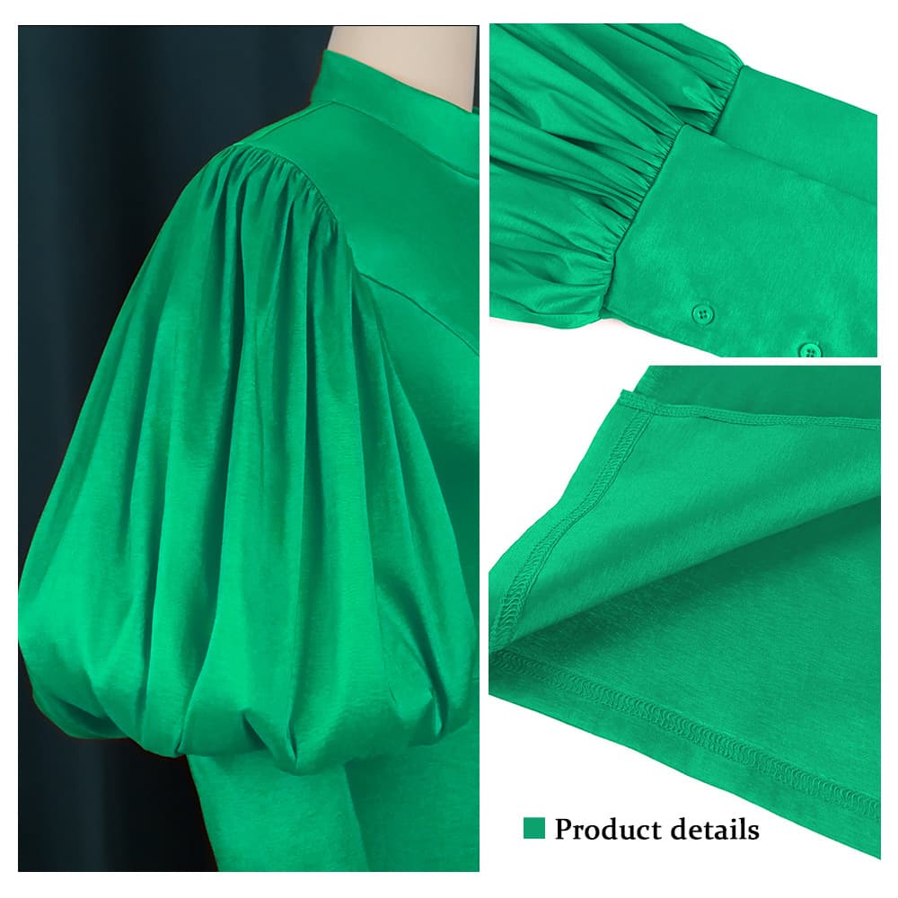 Green evening dress, puff sleeves, plus size 3