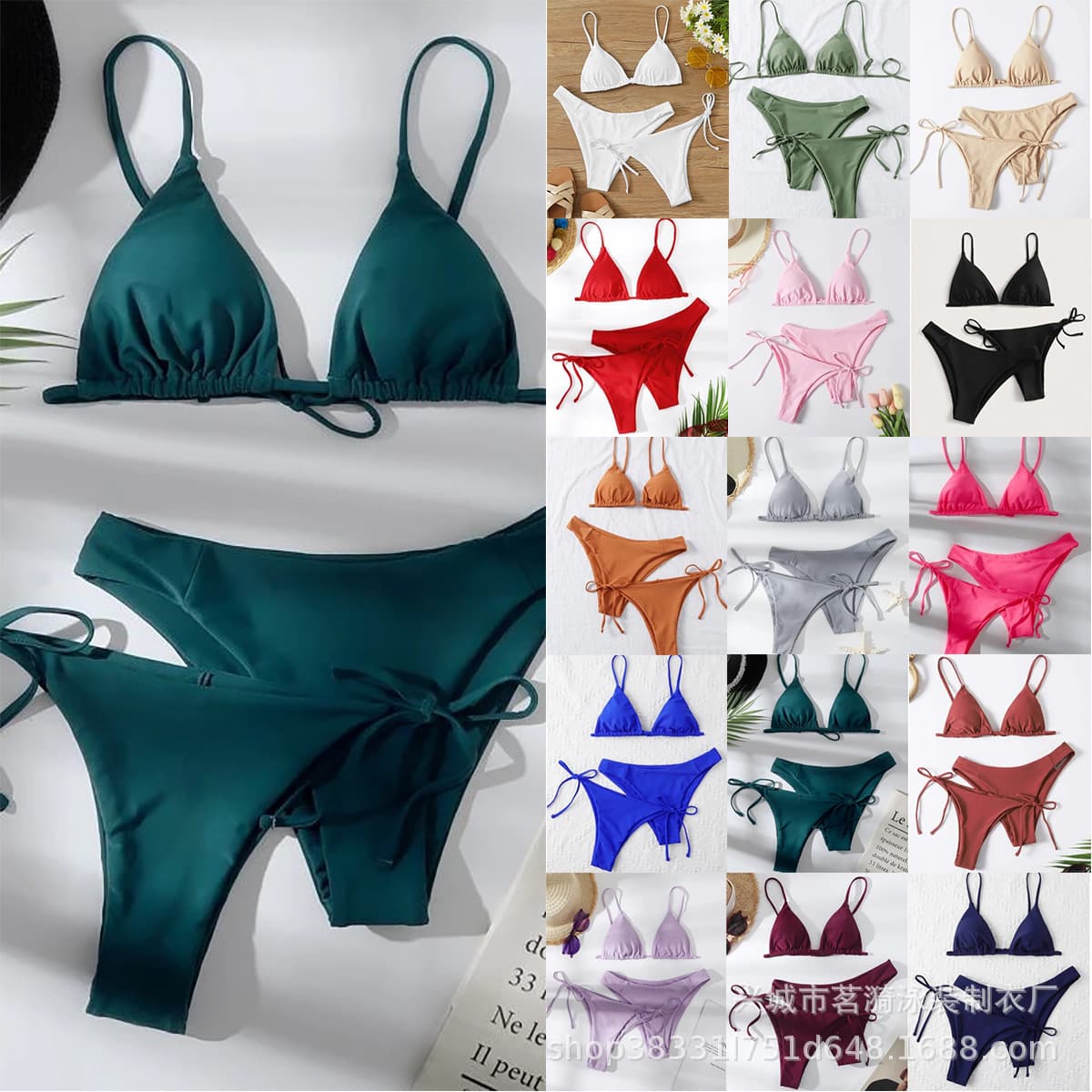 Multicoloured swimwear, fashionable set, 3 piece set, European style 1