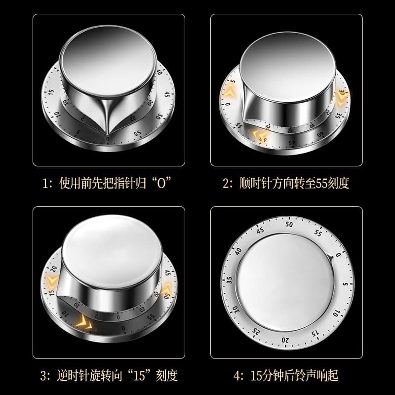 Kitchen scale mechanical timer cooking magnetic absorption timing time manager rotating stainless steel timer 4