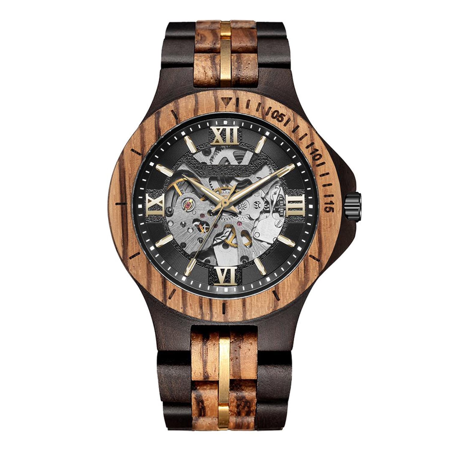 Kunhuang Mechanical Wooden Men's Watch - Handmade Automatic 3