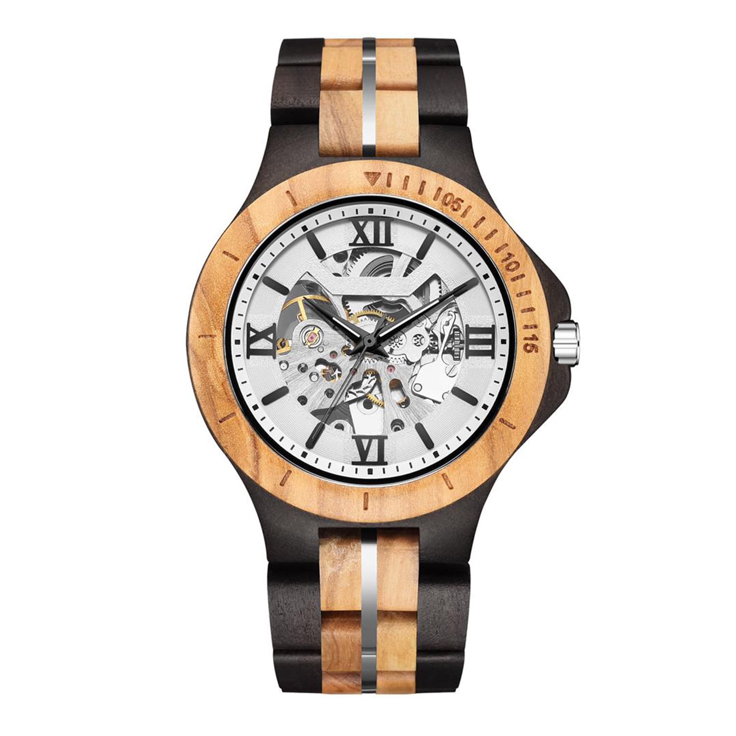 Kunhuang Mechanical Wooden Men's Watch - Handmade Automatic 4