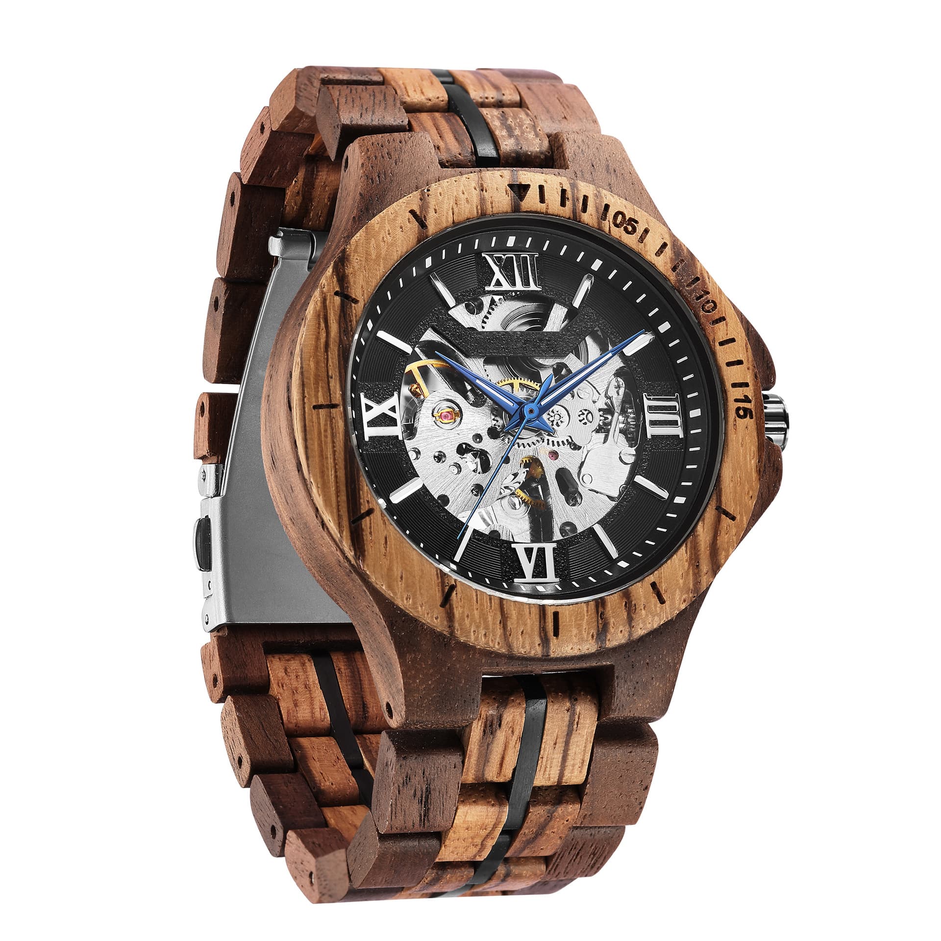 Kunhuang Mechanical Wooden Men's Watch - Handmade Automatic 5