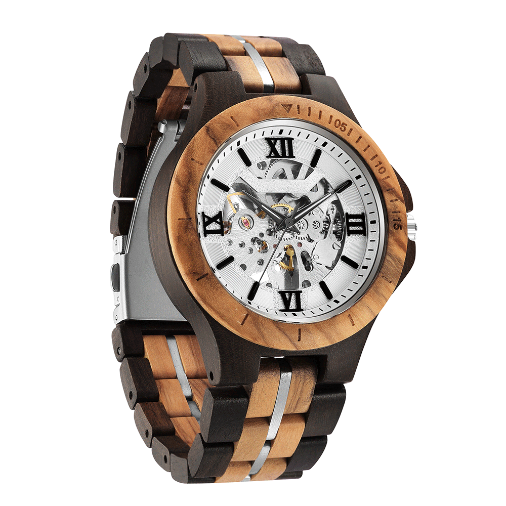 Kunhuang Mechanical Wooden Men's Watch - Handmade Automatic 1