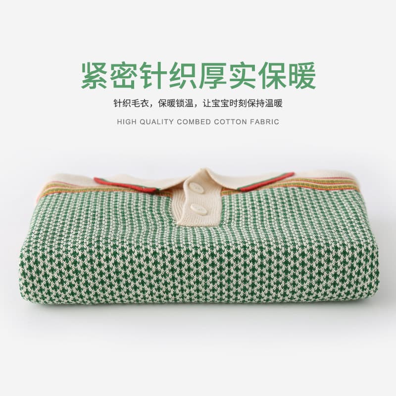 Knitted demi-season autumn children's sweater for boys, polo collar, Korean style, increased thickness 4