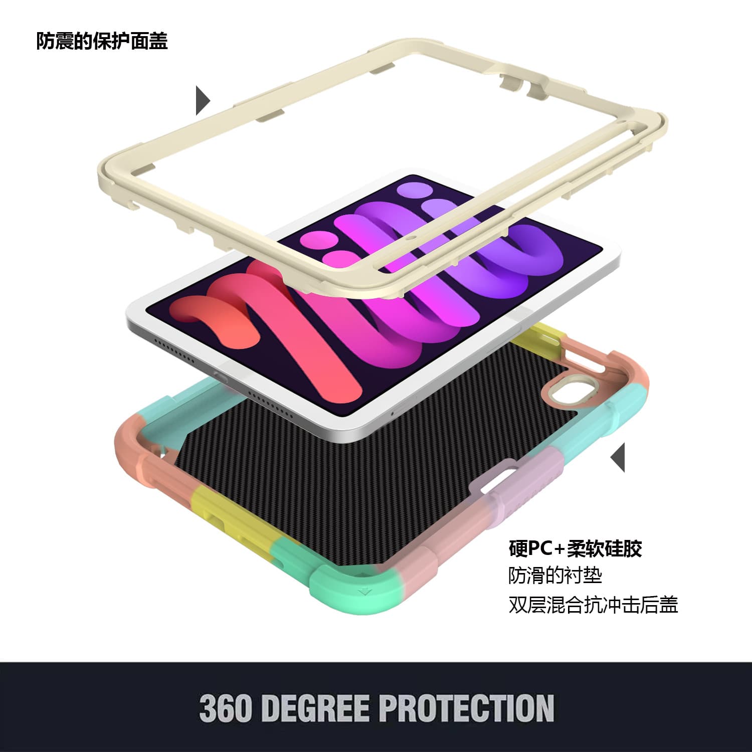 Applicable 2021 new iPad mini 6 protective set with brush slot flat shell Apple iPad all -inclusive protective case 4