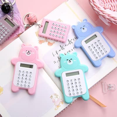 Cartoon cute rubber small handheld button for students, with little bears