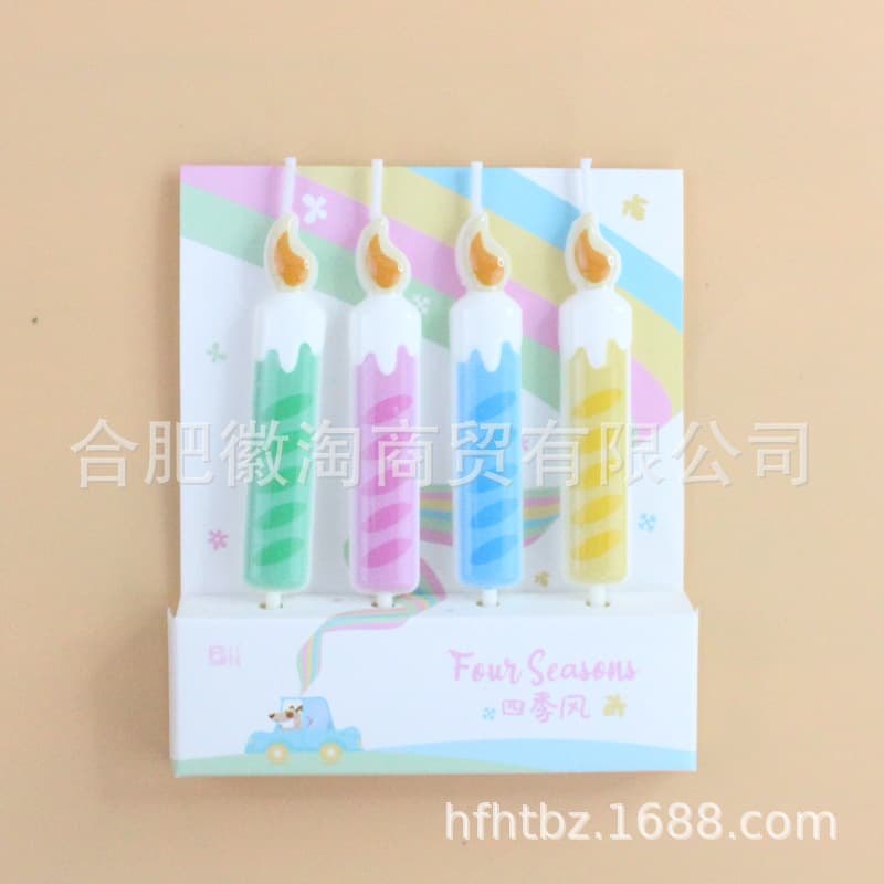 Wholesale Creative Romantic Color Four Seasons Wind Birthday Candle PVC box festive cake decoration supplies 4