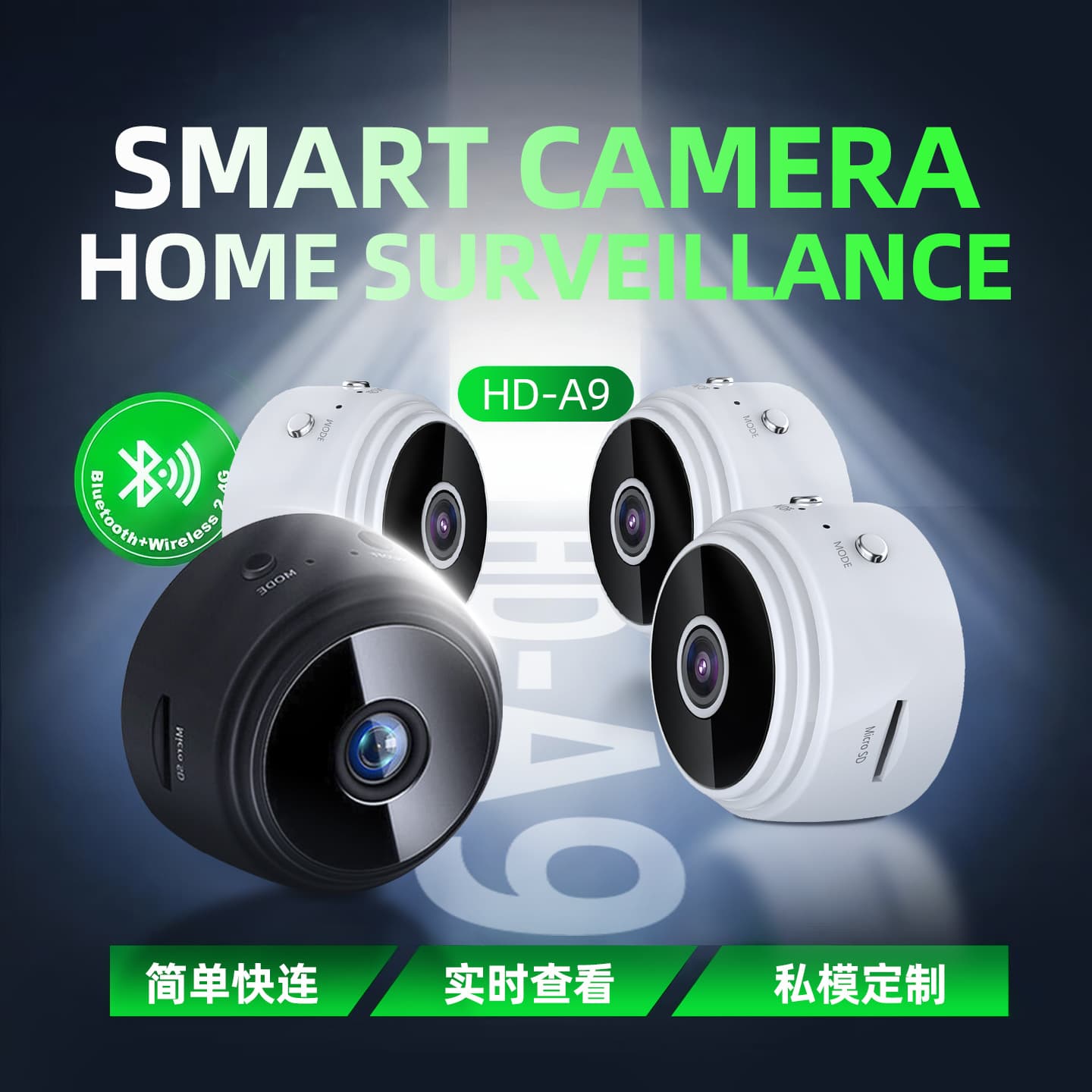 Wireless CCTV camera for home use, smart monitor, videocamera