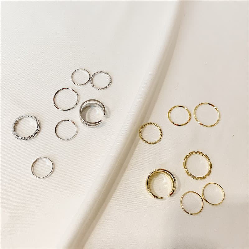 Set, fashionable small design brand ring, 7 pieces, light luxury style, European style 2