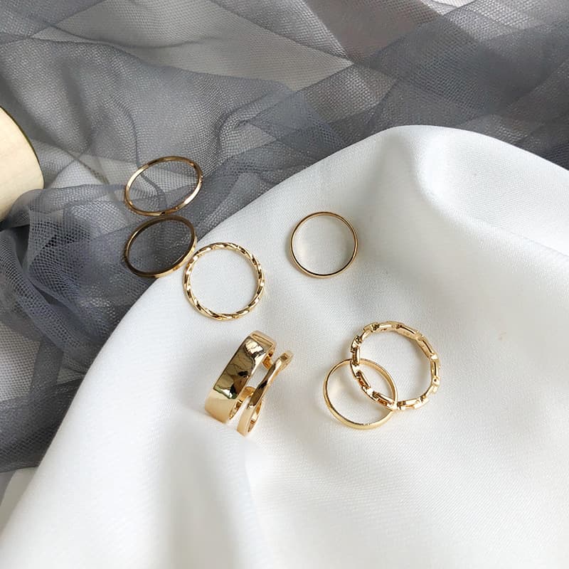 Set, fashionable small design brand ring, 7 pieces, light luxury style, European style 4