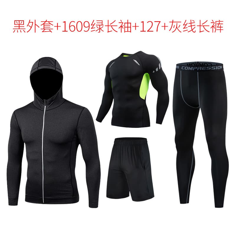 Men's sports suit for leisure, sports quick dry uniform for gym, basketball long-sleeve for training, for running, tight 2