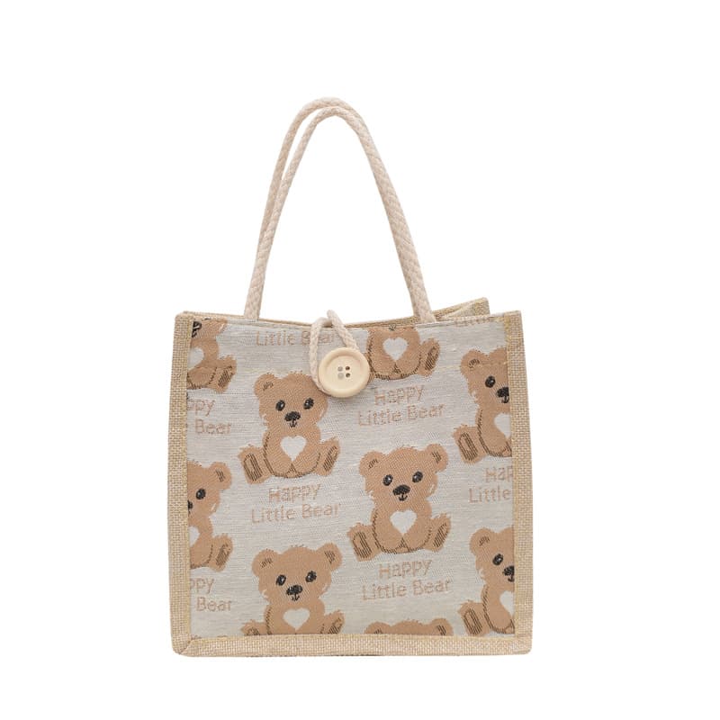 Brand linen bag to go out, Japanese one-shoulder bag, with little bears, internet celebrity 5