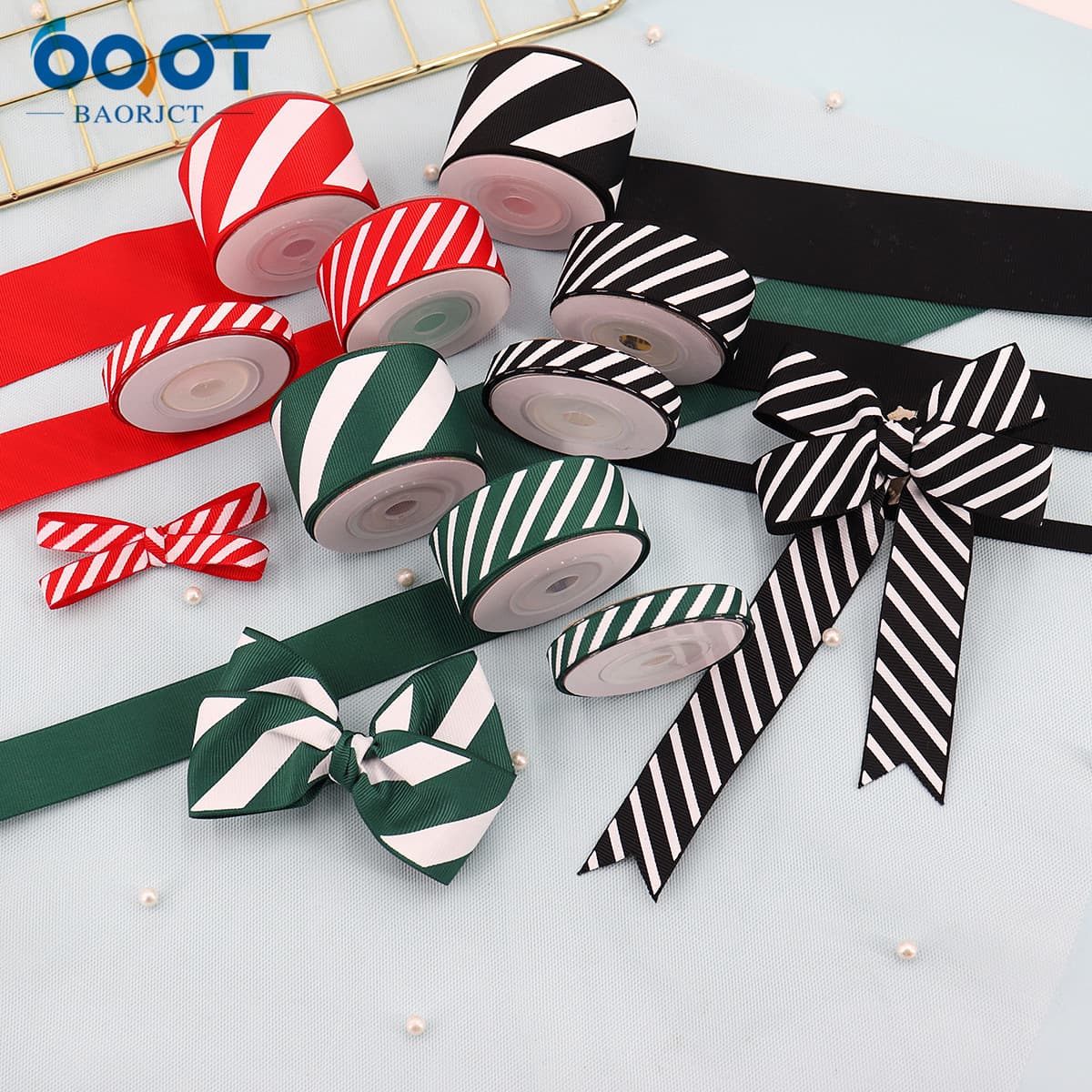 Christmas oblique thread ribbon ribbon ribbon ribbon gift box packaging ribbon festive scene decoration 3