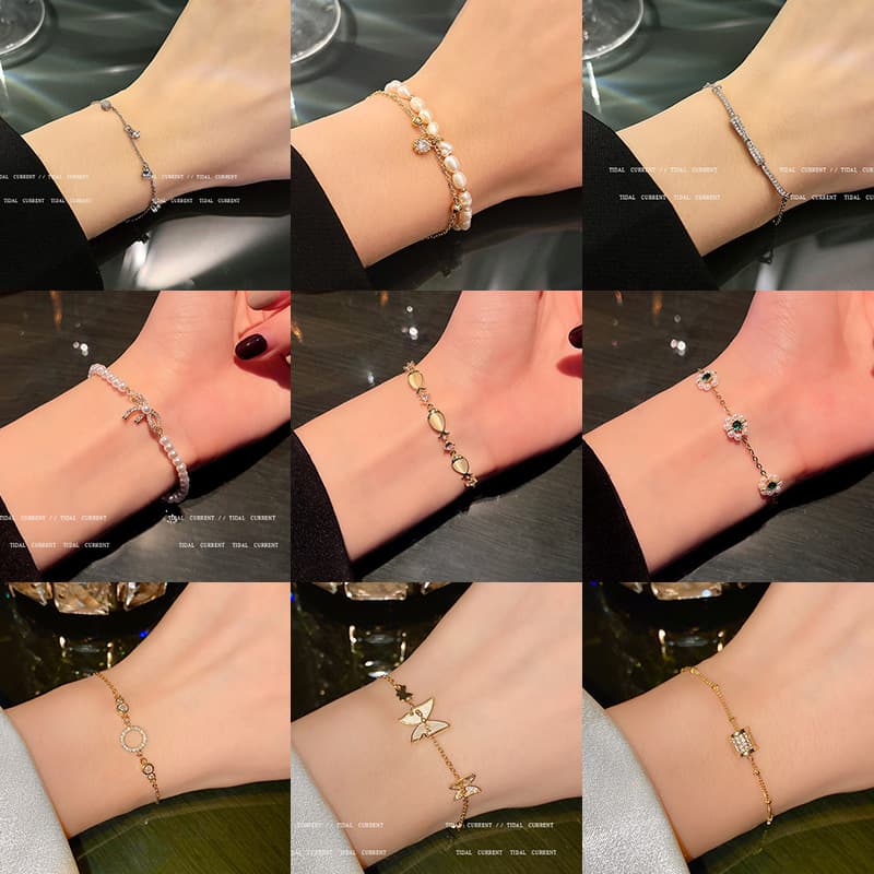 Retro brand bracelet pearl, small jewelry stainless steel, accessory 2
