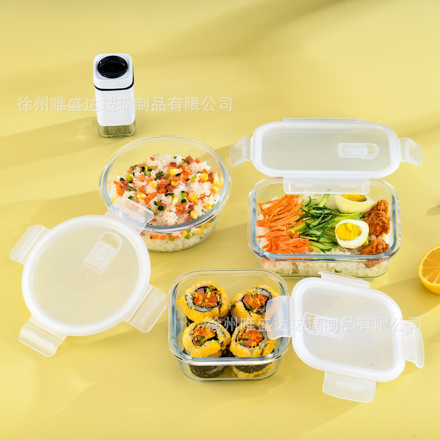 Heat-resistant microwave glass lunch box, transparent glass crisper, sealed lunch box, refrigerator storage box, bowl, sealed and heat-resistant 3