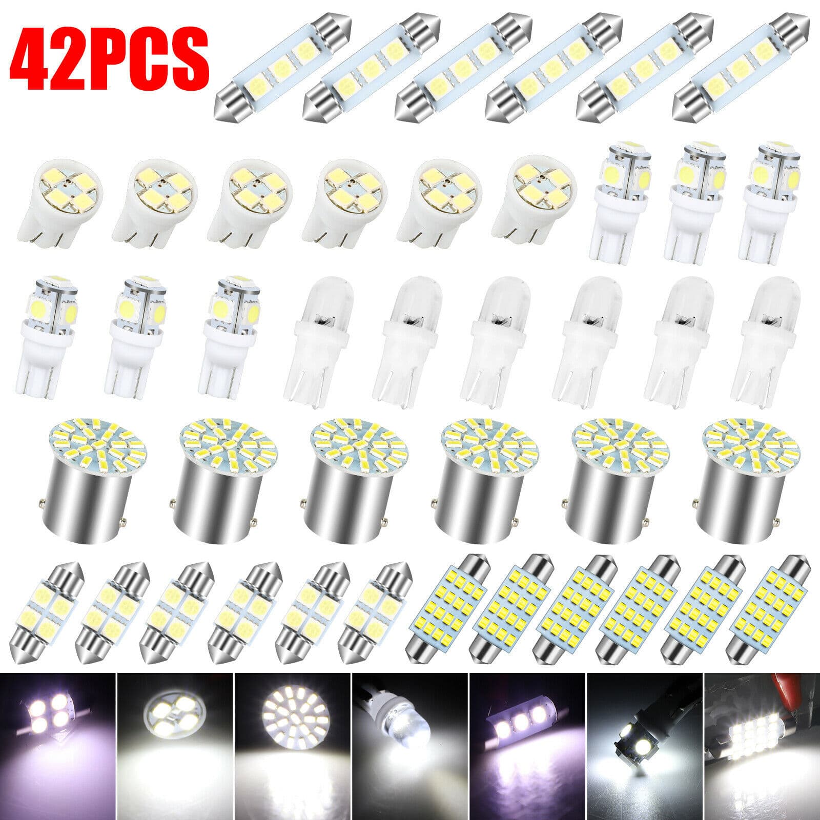 Automobile LED combination set 42PCS T10 width indicator light double-point reading light license plate light indoor door light 1