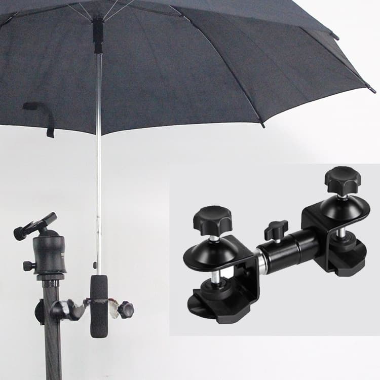 Metal camera three -headed double -headed double -headed double -headed strong clip can rotate the rain cover umbrella fixed clip 4