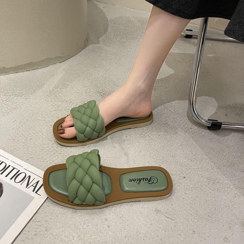 (Wholesale), summer women's mule flat, non-slip fashionable women's slippers, universal sandals, Korean style, suitable for outdoor wear 3