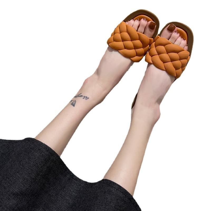 (Wholesale), summer women's mule flat, non-slip fashionable women's slippers, universal sandals, Korean style, suitable for outdoor wear 5