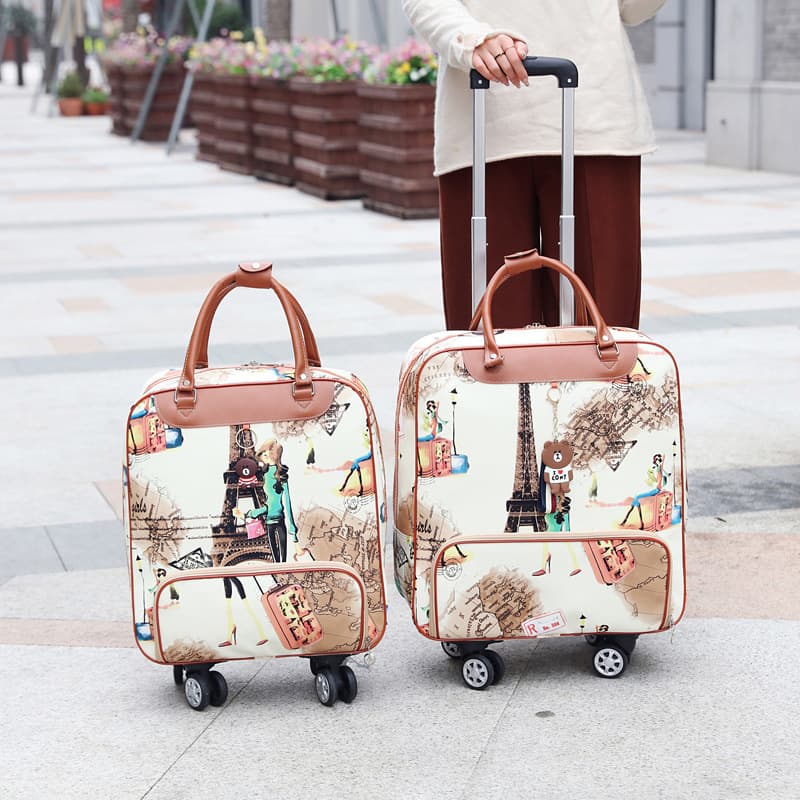 Universal suitcase on wheels, waterproof handheld linen bag, polyurethane travel bag, Korean style 1