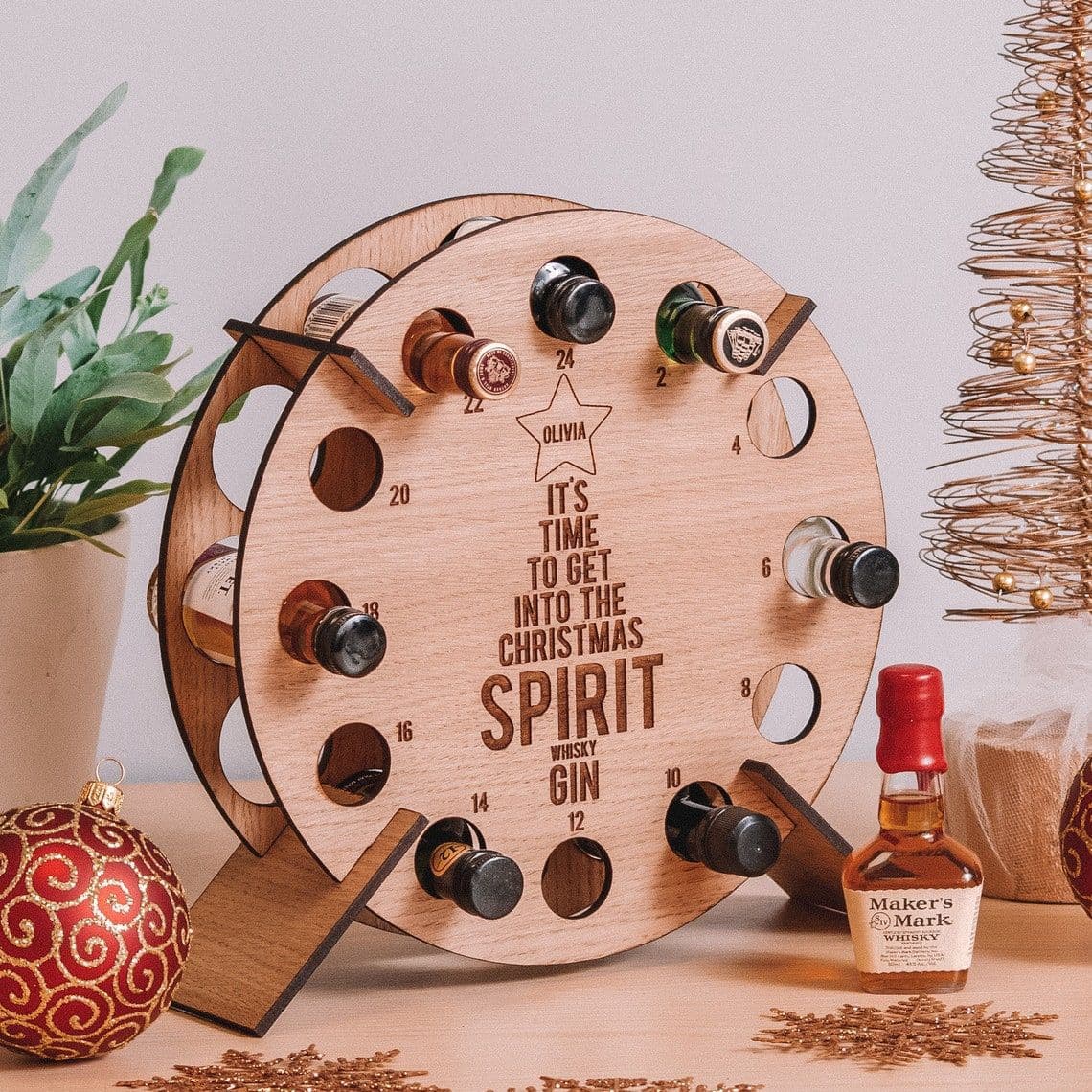 Christmas countdown ornaments bar home decoration supplies Christmas tree wine rack wooden craft creative wine rack 4