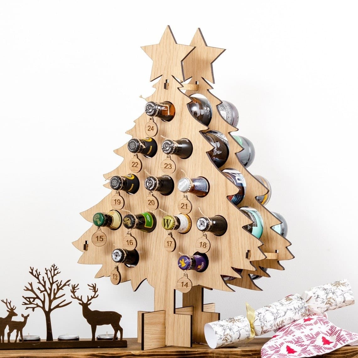 Christmas countdown ornaments bar home decoration supplies Christmas tree wine rack wooden craft creative wine rack 1